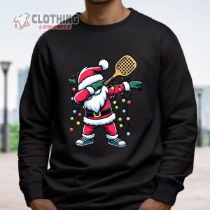 Pickleball Christmas Sweatshirt, Dabbing Santa With Christmas Light Shirt