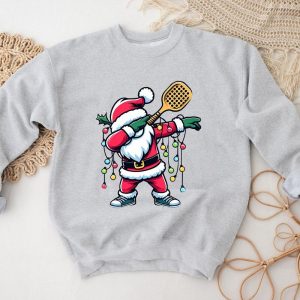 Pickleball Christmas Sweatshirt Dabbing Santa With Christmas Light Shirt 2