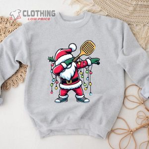 Pickleball Christmas Sweatshirt Dabbing Santa With Christmas Light Shirt 2 Copy