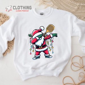 Pickleball Christmas Sweatshirt Dabbing Santa With Christmas Light Shirt 3 Copy