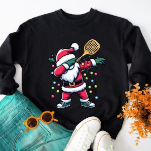 Pickleball Christmas Sweatshirt Dabbing Santa With Christmas Light Shirt 4