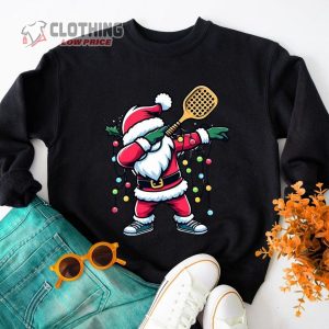 Pickleball Christmas Sweatshirt Dabbing Santa With Christmas Light Shirt 4 Copy