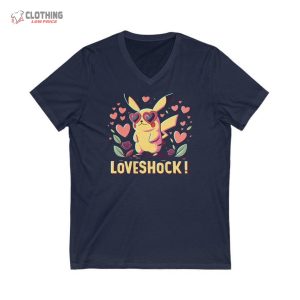 Pikachu Valentine Day Shirt, Loveshock Unisex Jersey Short Sleeve V-Neck Tee