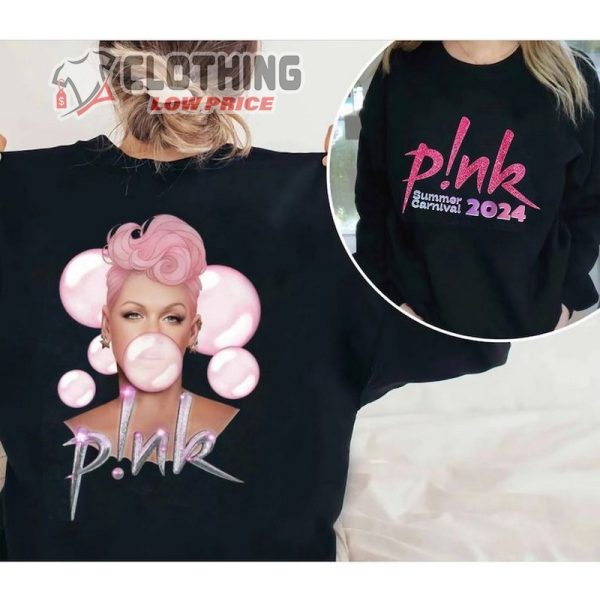 Pink Tour 2024 Shirt, Pink Bubblegum Sweatshirt, P!Nk Pink Summer Carnival 2024 Tour T- Shirt, Pink Trustfall Album Shirt, Pink On Tour Merch