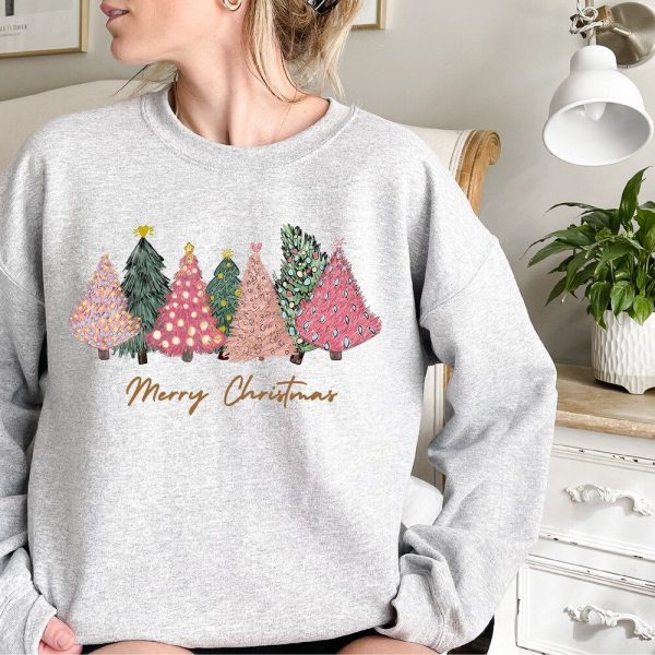 Pink Tree Christmas Holiday Sweaters For Women