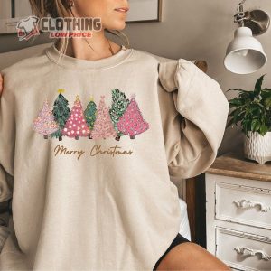 Pink Tree Christmas Holiday Sweaters For Women 2 Copy