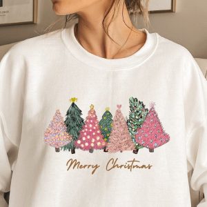 Pink Tree Christmas Holiday Sweaters For Women 3