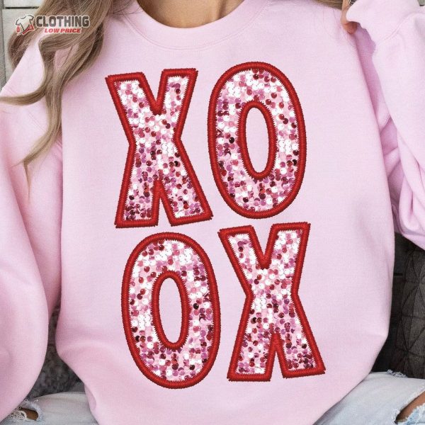 Pink Xoxo Sparkly Faux Sequins Valentines Day, Cute Valentines Day Shirt