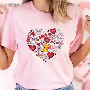 Pokemon Valentine’S Day Shirt, Anime Cartoon Shirt, Matching Valentine’S Day