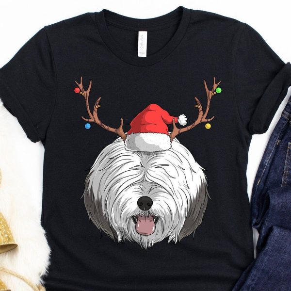 Sheepdog Santa Claus T-Shirt, Unique Christmas Shepherd Dog Shirt