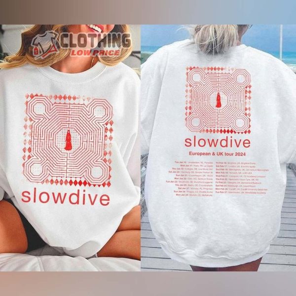 Slowdive European And UK Tour 2024 Merch, Slowdive Rock Band Tour 2024 Shirt, Slowdive Tour Dates 2024 T-Shirt