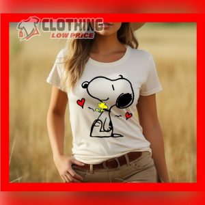 Snoopy The Dog With Woodstock T- Shirts, Snoopy Sweatshirt, Valentine 2024 Shirt, Snoopy Valentine’S Day Merch