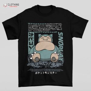 Snor Lax Pocket Monsters Retro Art Graphic Tee Anime T Shirt 1