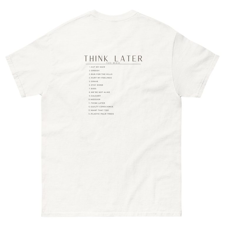 Tate Mcrae Album Tracklist Unisex T-Shirt, Tate McRae The Think Later ...