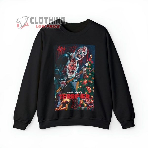 Terrifier 3 Holiday Movie Sweatshirt, Art The Clown Xmas Sweatshirt, Horror Christmas T-Shirt, Christmas Gift