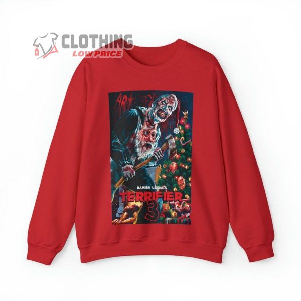 Terrifier 3 Holiday Movie Sweatshirt, Art The Clown Xmas Sweatshirt, Horror Christmas T-Shirt, Christmas Gift