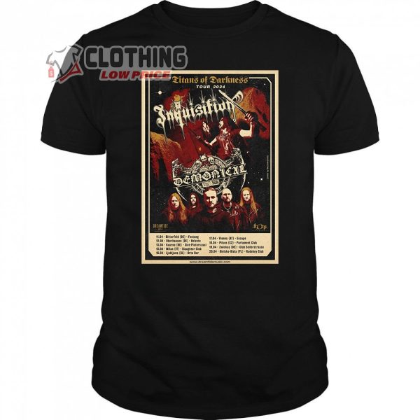 Titans of Darkness Tour 2024 Merch, Inquisition And Demonical Tour 2024 Shirt, Inquisition And Demonical Tickets Concert 2024 T-Shirt