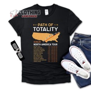 Total Solar Eclipse North America Tour Usa Map Merch, Path Of The Totality T-Shirt