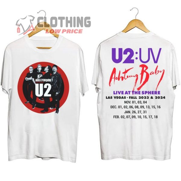 U2 Achtung Baby Live At Sphere Las Vegas 2023 2024 Concert Shirt, Achtung Baby U2 Tour Sweatshirt, Rock Band U2 Tee, U2 Setlists Merch