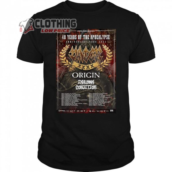 Vader Tour 2024 Merch, Vader 40 Years Of The Apocalypse Anniversary T0ur 2024 Shirt, Vader Setlist 2024 T-Shirt