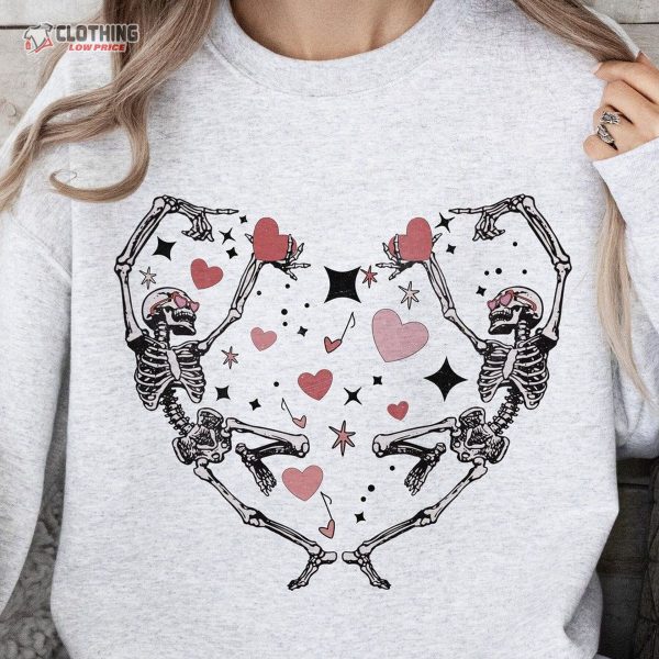 Valentine’S Day Sublimation Shirt, Retro Valentines Dancing Skeleton