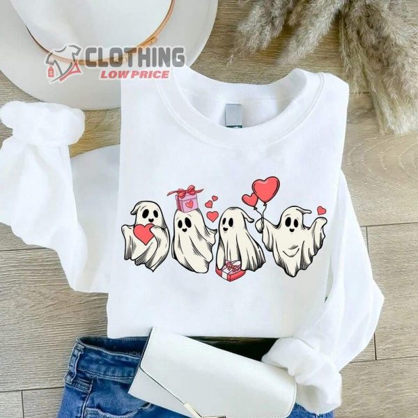 Valentine Ghost Sweatshirt, Happy Valentine Day Tee, Cute Ghost Shirt, Happy Day With Lover Shirt, Valentine Gift