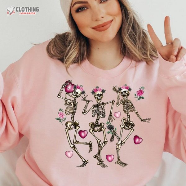 Valentine’S Day Sweatshirt, Dancing Skeleton Valentine Shirt, Cute Valentine’S Day Shirt