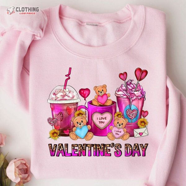 Valentines Day Coffee Cups Shirt, Valentines Day Shirts For Woman, Latte Valentine Shirt