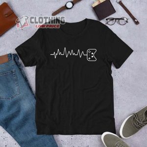 Video Game Heartbeat T Shirt Funny Gaming Tee Videogame Player Shirt
