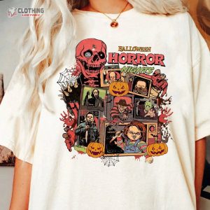 Vintage 90S Halloween Movies Retro Horror Night Comfort Colors Shirt Horror Movies Characters Shirt 2