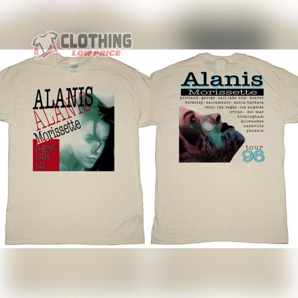 Vintage Alanis Morissette Jagged Little Pill Tour 96 Unisex T-Shirt, Alanis Morissette Tour 1996 Doubled Sides Shirt, 90s Vintage Alanis Morissette Shirt, Music Tour Merch