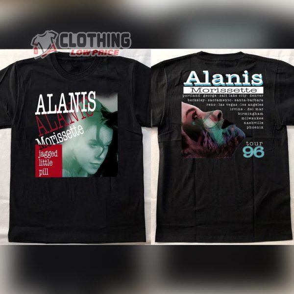 Vintage Alanis Morissette Jagged Little Pill Tour 96 Unisex T-Shirt, Alanis Morissette Tour 1996 Doubled Sides Shirt, 90s Vintage Alanis Morissette Shirt, Music Tour Merch