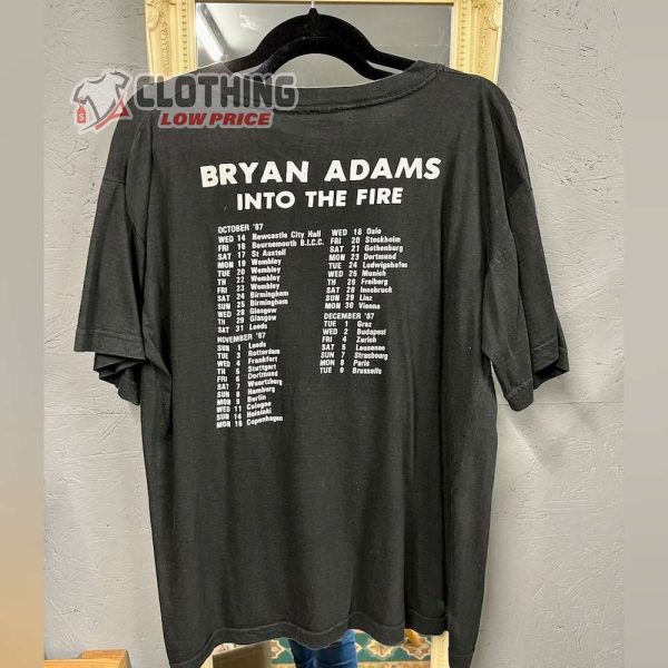 Vintage Bryan Adams Into The Fire Tour Shirt, Bryan Adams Merch, Retro Bryan Adams Shirt, Bryan Adams Tee Gift