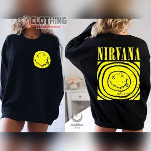 Vintage Nirvama Smiley Face Doubled Sides Sweatshirt Trendy 90s Nirvana Band T Shirt Nirvana Nevermind Album Shirts Nirvana Hoodie Nirvana Sweater1