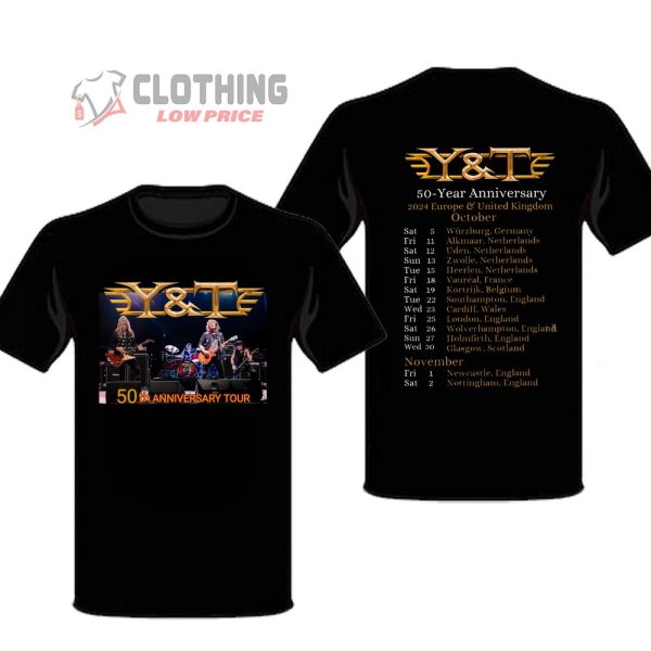 YT Fifty Years Anniversary Tour Merch, Y And T Tour 2024 Dates And Setlist T-Shirt, Hoodie And Sweater, YT Tour 2024 Band Poster T-Shirt