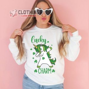 St Patricks Day Lucky Sweatshirt, St Patrick Green White Shirt, Lucky Day, Green Gift For Luck