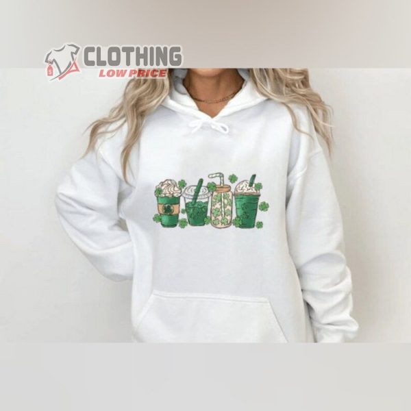 St Patricks Day Coffee And Lattes Sweatshirt, St Patricks Day Shirt, Lucky Sweatshirt, Shamrocks Shirt, Irish Gift