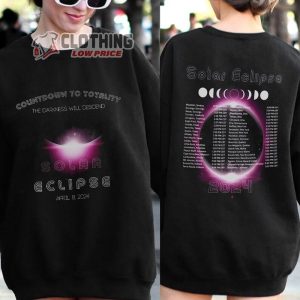 2024 Tour Total Solar Eclipse Unisex Sweatshirt, Tour of Darkness Tour of Totality 2 Sides T-shirt, Hoodie