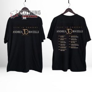 Andrea Bocelli Live In Concert 2024 Merch, Andrea Bocelli 2024 Tour Shirt, Andrea Bocelli 30th Anniversary Tour 2024 T-Shirt