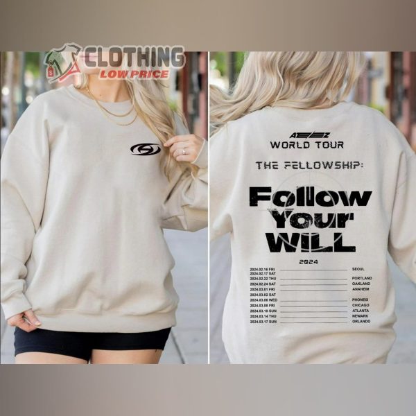 Ateez Tour 2024 Merch, The Fellowship  Follow Your Will Word Tour Sweatshirt, Ateez Tour 2024 Merch