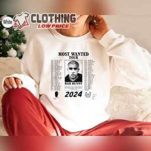 Bad Bunny Most Wanted Tour 2024 Sweatshirt, Most Wanted Tour Shirt, Bad Bunny Fan Hoodie
