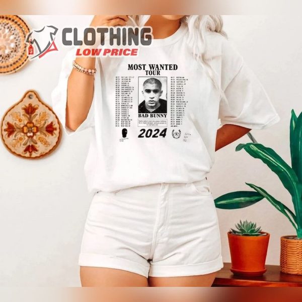 Bad Bunny Most Wanted Tour 2024 Sweatshirt, Most Wanted Tour Shirt, Bad Bunny Fan Hoodie