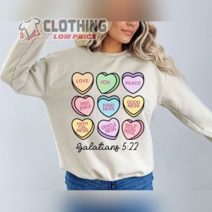 Candy Hearts ValentineS Day Scripture WomenS Sweatshirt 3