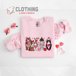 Cute Cat Valentine Sweatshirt, Cat Lover Valentine Sweatshirt, Cat Mom Valentines Tee Gift