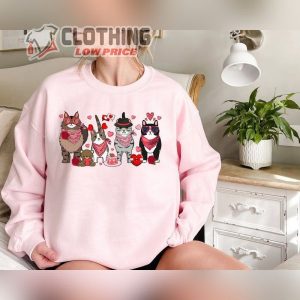 Cute Cats Valentines Day Sweatshirt, Cat Lover Valentine Gift, Cat Family Tee, Cat Owner Sweatshirt
