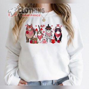 Cute Cats Valentines Day Sweatshirt Cat Lover Valentine Gift Cat Family Tee Cat Owner Sweats 1