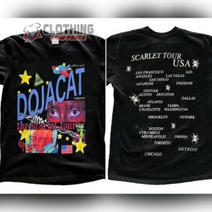 Doja Cat Tour With Special Guests Sweatshirt, Doja Cat The Scarlet Tour 2024 Doubled Sides Unisex T-Shirt, Doja Cat Chicago Tour Merch, Doja Cat Music Concert Hoodie