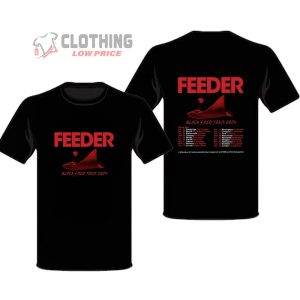 Feeder The Black Red Tour 2024 Merch, Feeder Tour 2024 Dates And Setlist Shirt, Feeder Tour 2024 Fan Gift T-Shirt