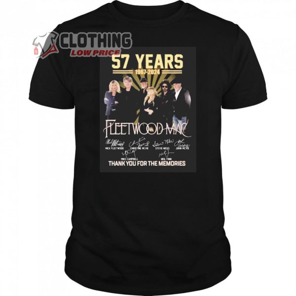 Fleetwood 57 Years 1967-2024 Merch, Fleetwood Thank You For The Memories Signatures T-Shirt