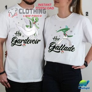 Gallade And Gardevoir Couple His And Her Shirt, Pokemon Couple Shirt